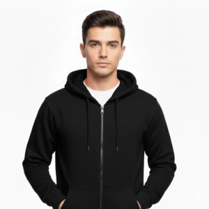 Men’s Onyx Black Thermal Winter Zip-Up Hoodie